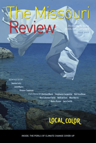 magazine cover showing sheet blowing over rocky coastline